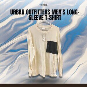 Urban Outfitters Mens Long-Sleeve T-Shirt With Black Pocket Beige M
